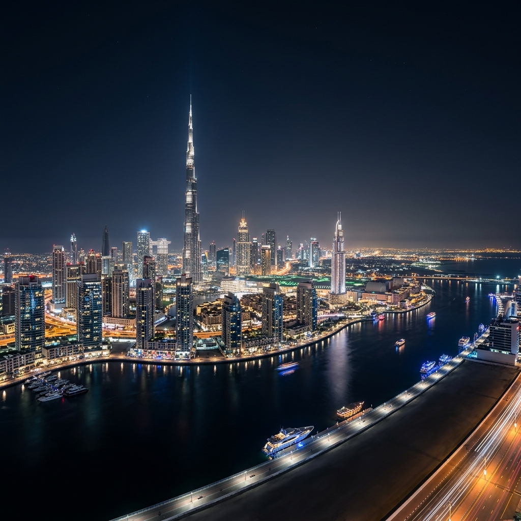 Global financial district skyline